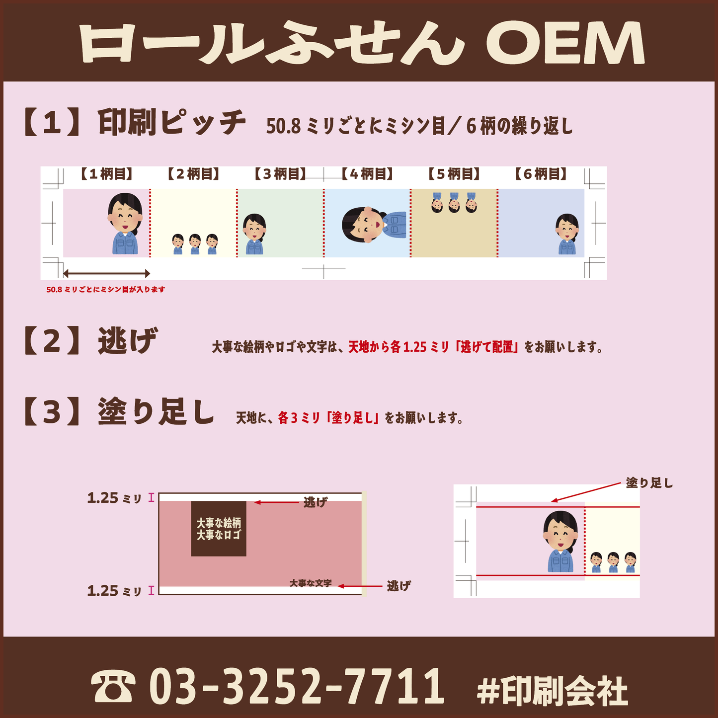 ロールふせん印刷(幅40ミリ・総枚数60枚)20,000個(オリジナル作成OEM)